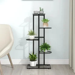 New FinePRICE 4-kerroksinen kukkateline 43x22x76 cm valkoinen metalli