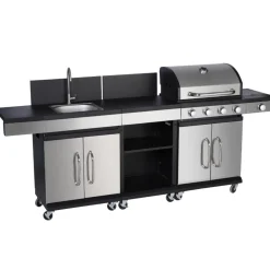 Online Dose Kesäkeittiö Barbeque 4 poltinta, sivukeitin, pesuallas, musta/teräs