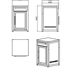 New Myoutdoorkitchen Kesäkeittiön jääkaappimoduuli , vapaasti seisova, ruostumaton teräs 63 l,