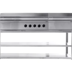 Clearance Myoutdoorkitchen Kesäkeittiön kaasu- ja hiiligrillimoduuli Nordic Line, 5 poltinta, 180cm, ruostumaton teräs