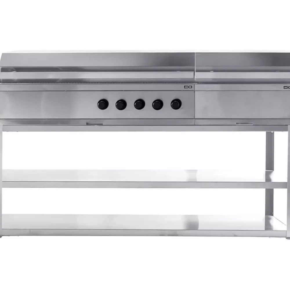 Clearance Myoutdoorkitchen Kesäkeittiön kaasu- ja hiiligrillimoduuli Nordic Line, 5 poltinta, 180cm, ruostumaton teräs