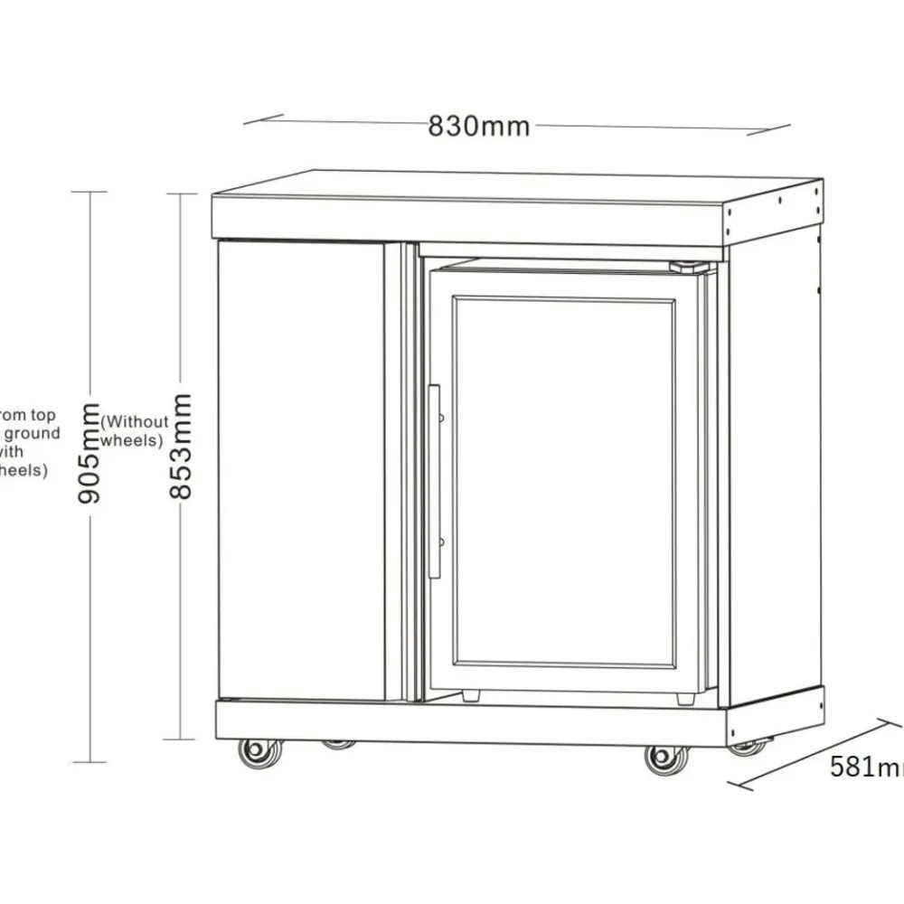 Best Myoutdoorkitchen Kesäkeittiön moduuli jääkaapilla ja säilytyskaapilla Classic l,ine Stainless, rst 63 l,