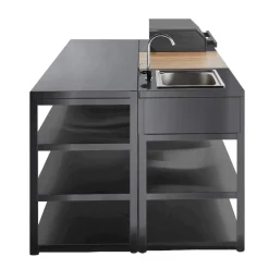 Clearance Myoutdoorkitchen Kesäkeittiön työtasomoduuli hyllyillä 180 cm musta