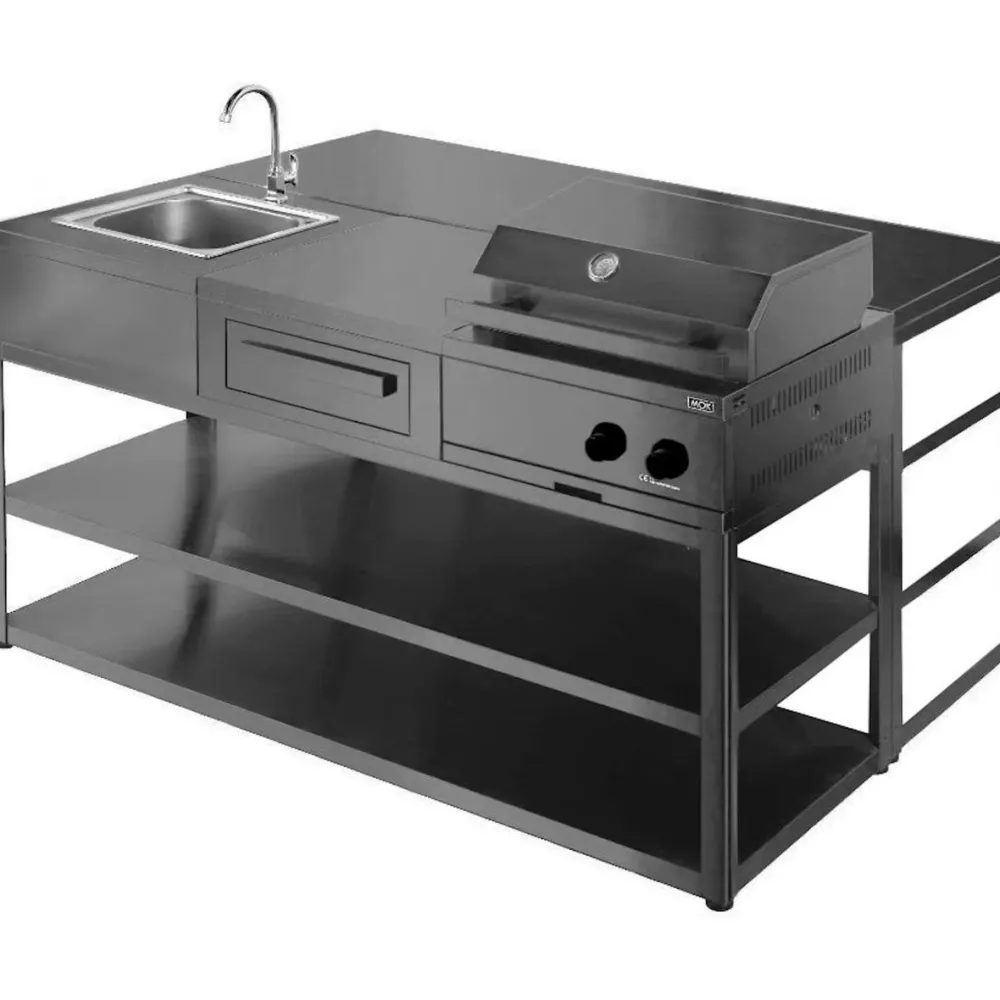 Myoutdoorkitchen Kesäkeittiön työtasomoduuli Nordic Line Black, 180cm