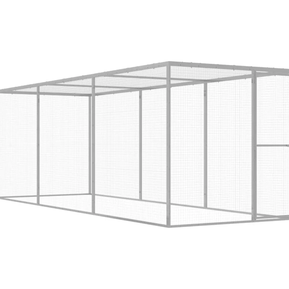 Clearance FinePRICE Kissahäkki 4,5x1,5x1,5 m galvanoitu teräs