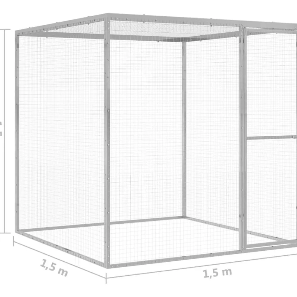 Hot FinePRICE Kissahäkki 1,5x1,5x1,5 m galvanoitu teräs
