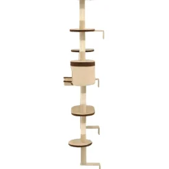 Online FinePRICE Kissan kiipeilypuu, sisal-pylväillä, seinäkiinnitys, 194cm, beige/ruskea