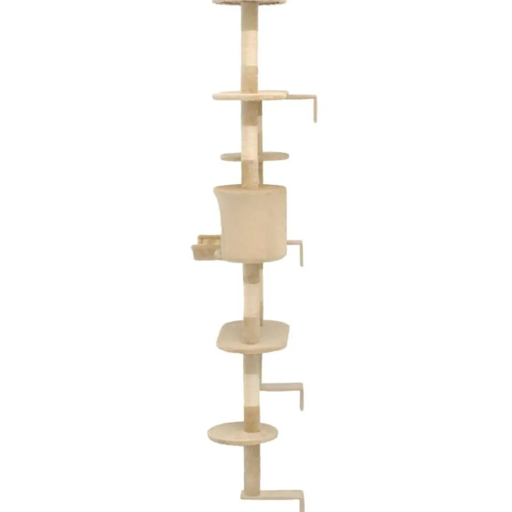 New FinePRICE Kissan kiipeilypuu, sisal-pylväillä, seinäkiinnitys, 194cm, beige