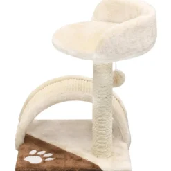 New FinePRICE Kissan kiipeilypuu, sisal-pylväällä ja pesällä, 40cm, beige/ruskea