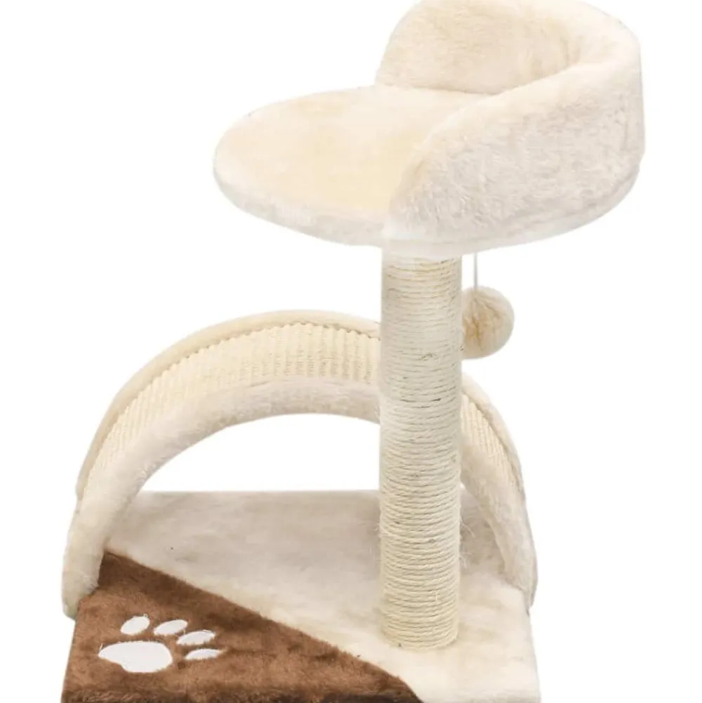 New FinePRICE Kissan kiipeilypuu, sisal-pylväällä ja pesällä, 40cm, beige/ruskea