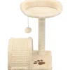 Best FinePRICE Kissan kiipeilypuu, sisal-pylväällä ja pesällä, 40cm, beige
