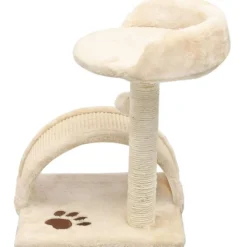 Best FinePRICE Kissan kiipeilypuu, sisal-pylväällä ja pesällä, 40cm, beige