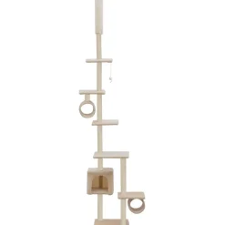 Hot FinePRICE Kissan kiipeilypuu, sisal-pylväillä, 260cm, beige