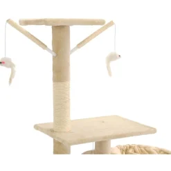 Discount FinePRICE Kissan kiipeilypuu, sisal-pylväillä, 230-250cm, beige
