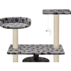New FinePRICE Kissan raapimispuu, sisal-pylväillä, 95cm, tassukuvio, harmaa