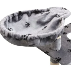 Outlet FinePRICE Kissan raapimispuu, sisal-pylväillä, 1 pesällä, 150cm, tassukuvio, harmaa