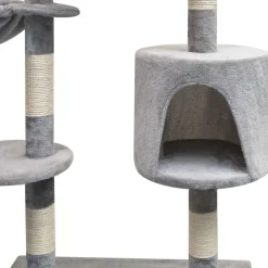 FinePRICE Kissan raapimispuu, sisal-pylväillä, 1 pesällä, 125cm, harmaa