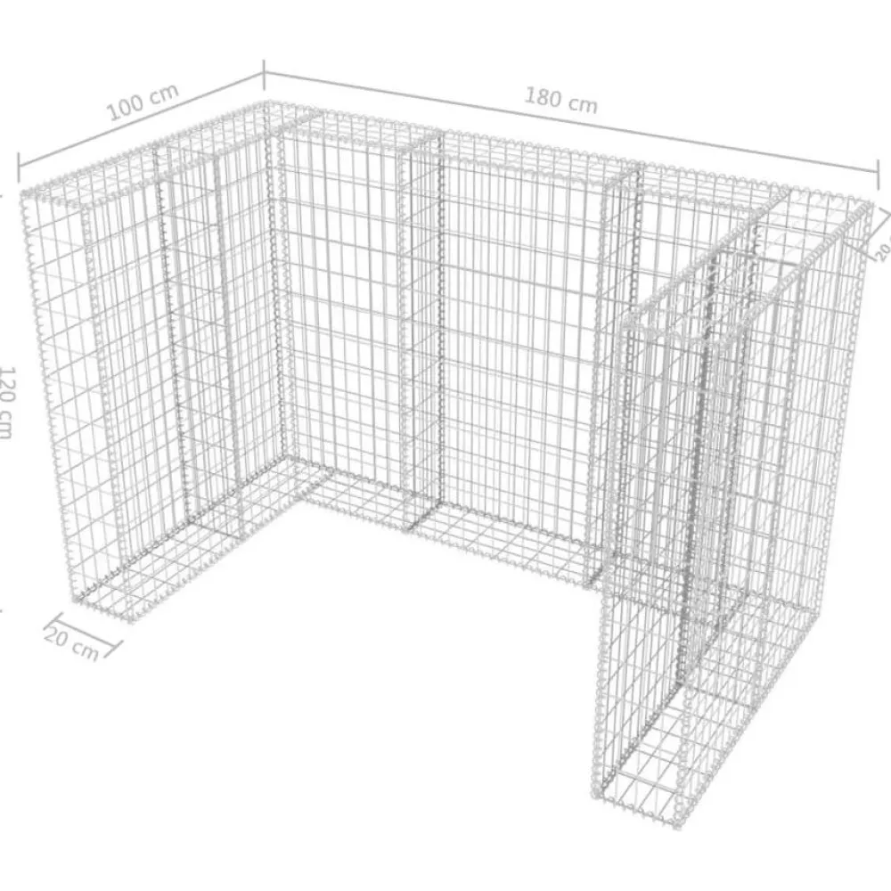 Discount FinePRICE Kivikoriaita kahdelle roska-astialle 180x100x120 cm