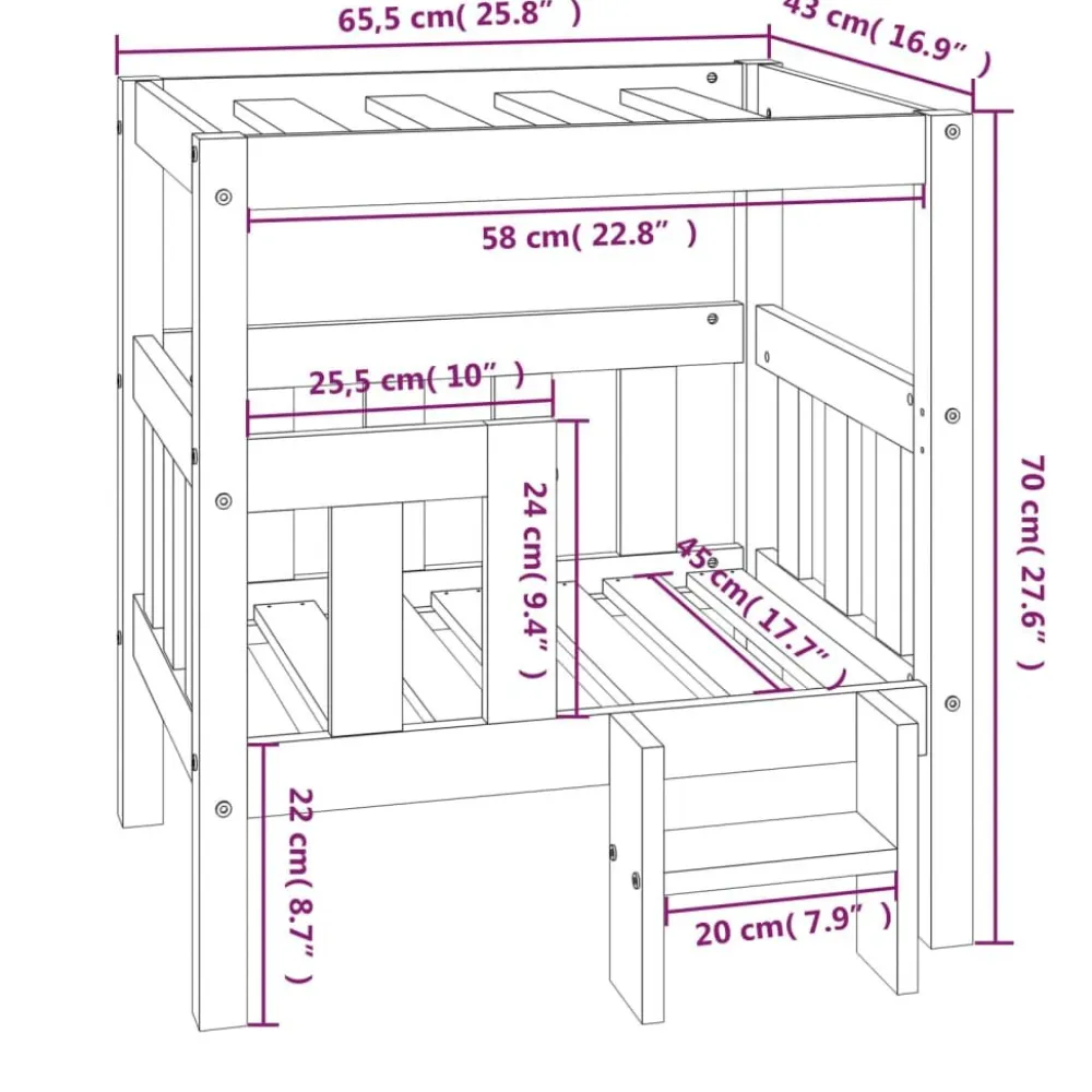 Online FinePRICE Koiransänky 55-105x53-83x60-100cm, mänty, eri värejä ja kokoja
