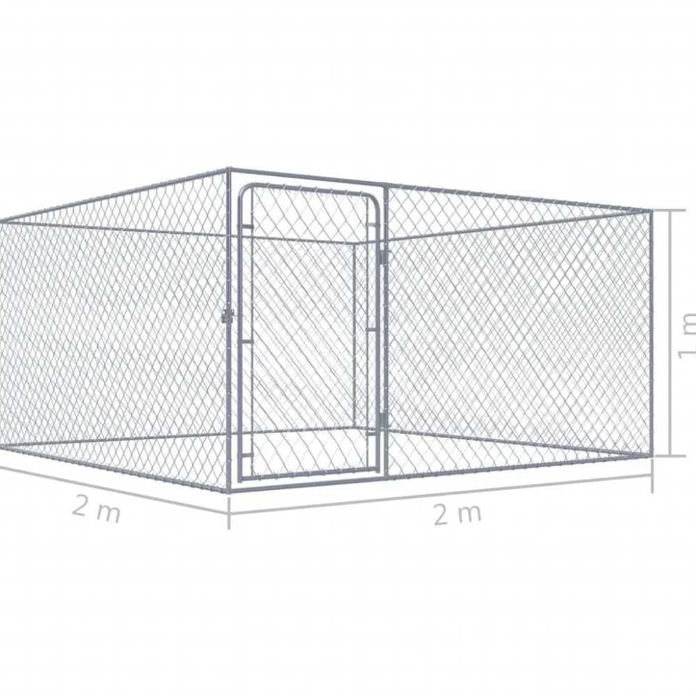 Hot FinePRICE Koiratarha, galvanoitu teräs, 2x2x1 m
