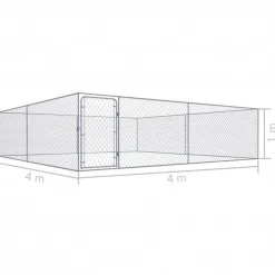 Hot FinePRICE Koiratarha, galvanoitu teräs, 4x4x1m