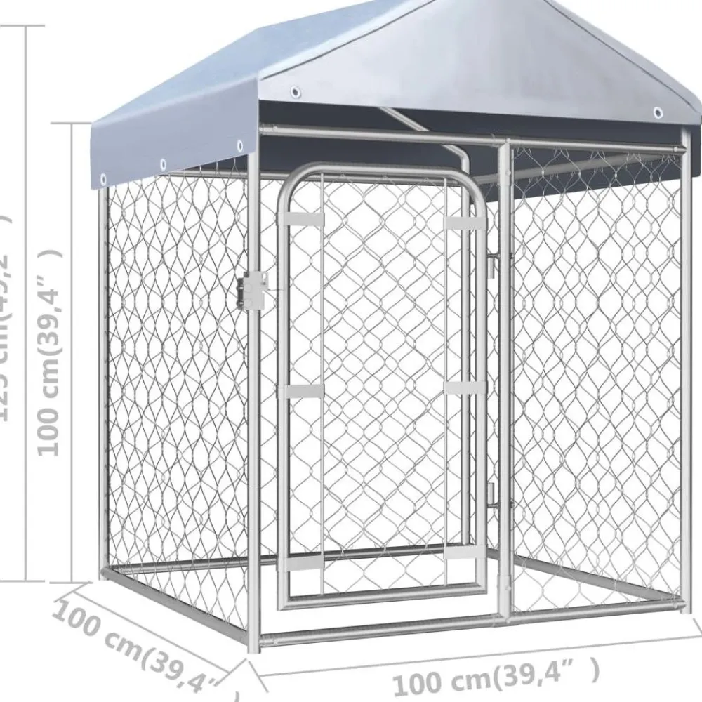 Best FinePRICE Koiratarha katoksella, 100x100x125cm
