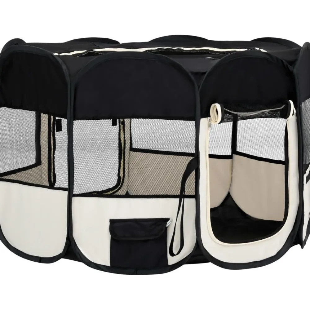 Outlet FinePRICE Koirien taitettava pentuaitaus kantolaukulla 125x125x61cm