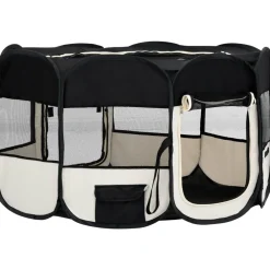 Sale FinePRICE Koirien taitettava pentuaitaus kantolaukulla 145x145x61cm