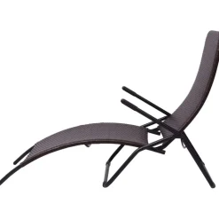 Best FinePRICE Kokoontaitettava aurinkotuoli 61x147x95 cm polyrottinki ruskea