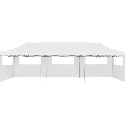 New FinePRICE Kokoontaitettava pop-up juhlateltta 5 sivuseinää 3x9m valkoinen