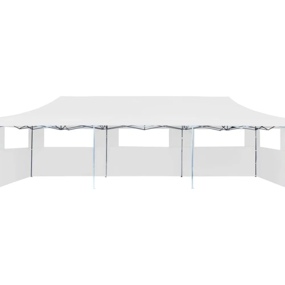 New FinePRICE Kokoontaitettava pop-up juhlateltta 5 sivuseinää 3x9m valkoinen