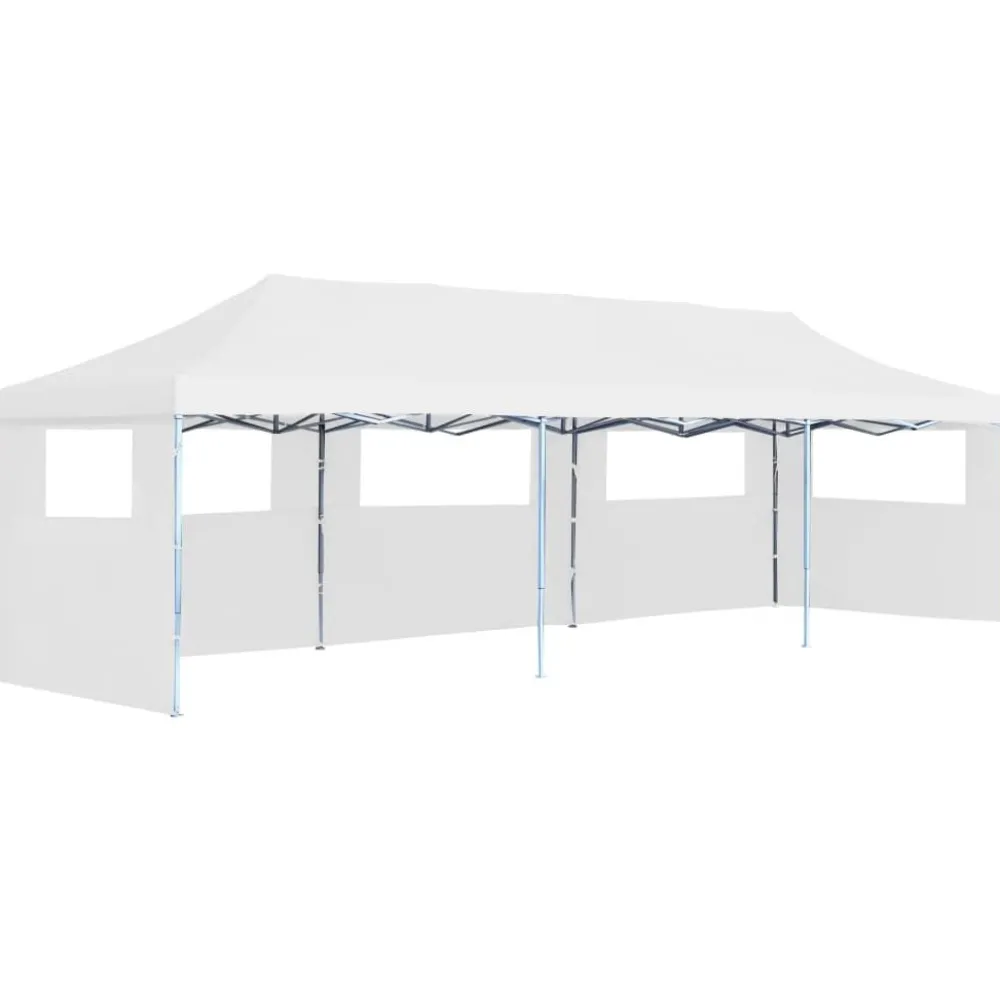 New FinePRICE Kokoontaitettava pop-up juhlateltta 5 sivuseinää 3x9m valkoinen