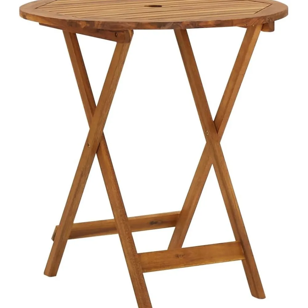 Best FinePRICE Kokoontaitettava puutarhapöytä 70 cm täysi akaasiapuu