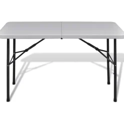 Discount FinePRICE Kokoontaitettava puutarhapöytä, 122cm, HDPE, valkoinen
