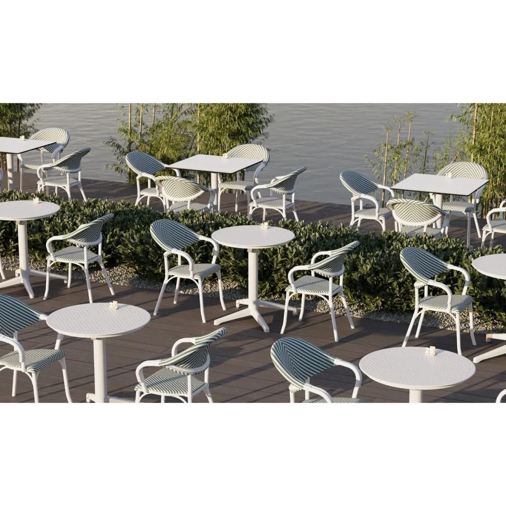 Best Linento Garden Kokoontaitettava pöytä Moon V2F, Ø60cm, valkoinen