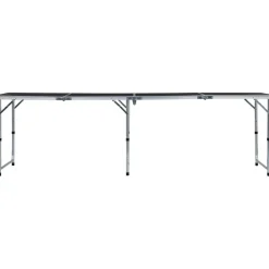 FinePRICE Kokoontaitettava retkipöytä harmaa alumiini 240x60 cm