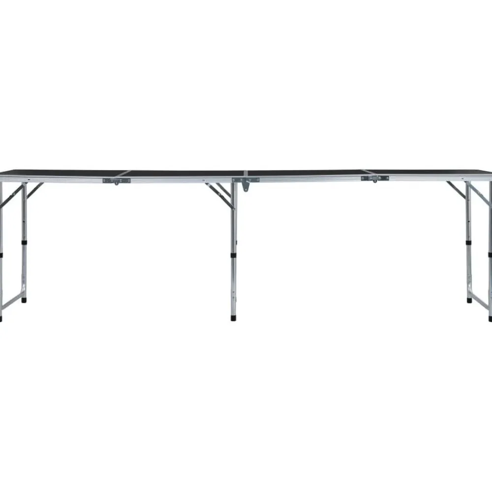 FinePRICE Kokoontaitettava retkipöytä harmaa alumiini 240x60 cm