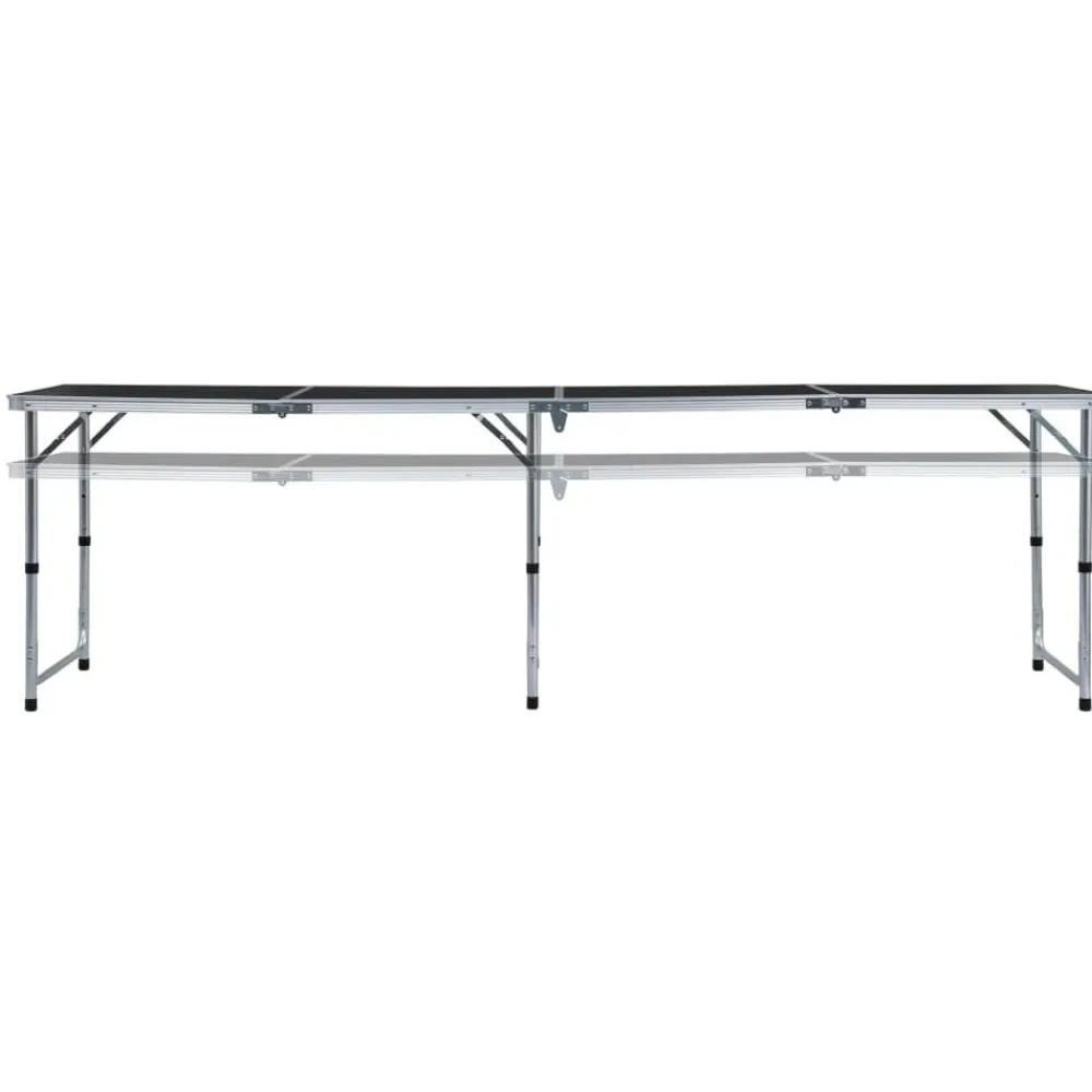 FinePRICE Kokoontaitettava retkipöytä harmaa alumiini 240x60 cm
