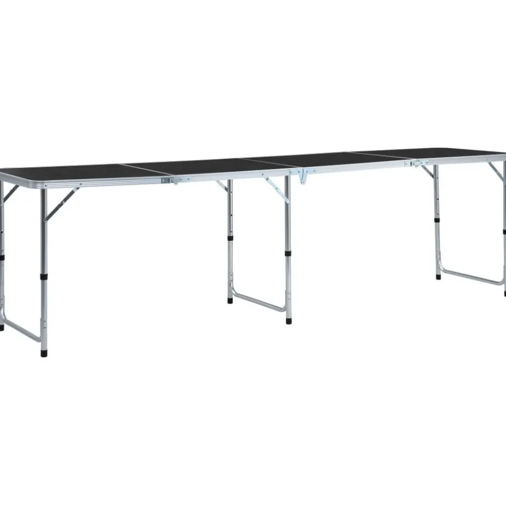 FinePRICE Kokoontaitettava retkipöytä harmaa alumiini 240x60 cm