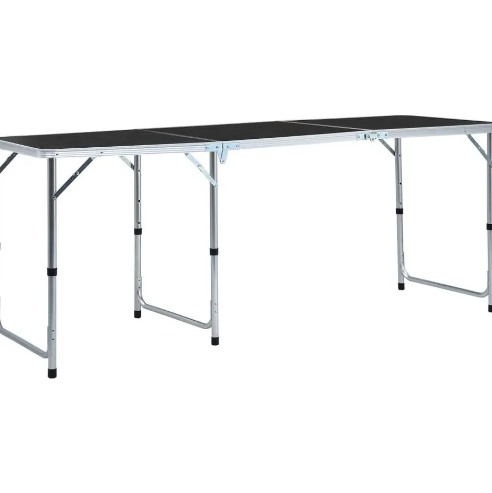 FinePRICE Kokoontaitettava retkipöytä harmaa alumiini 180x60 cm