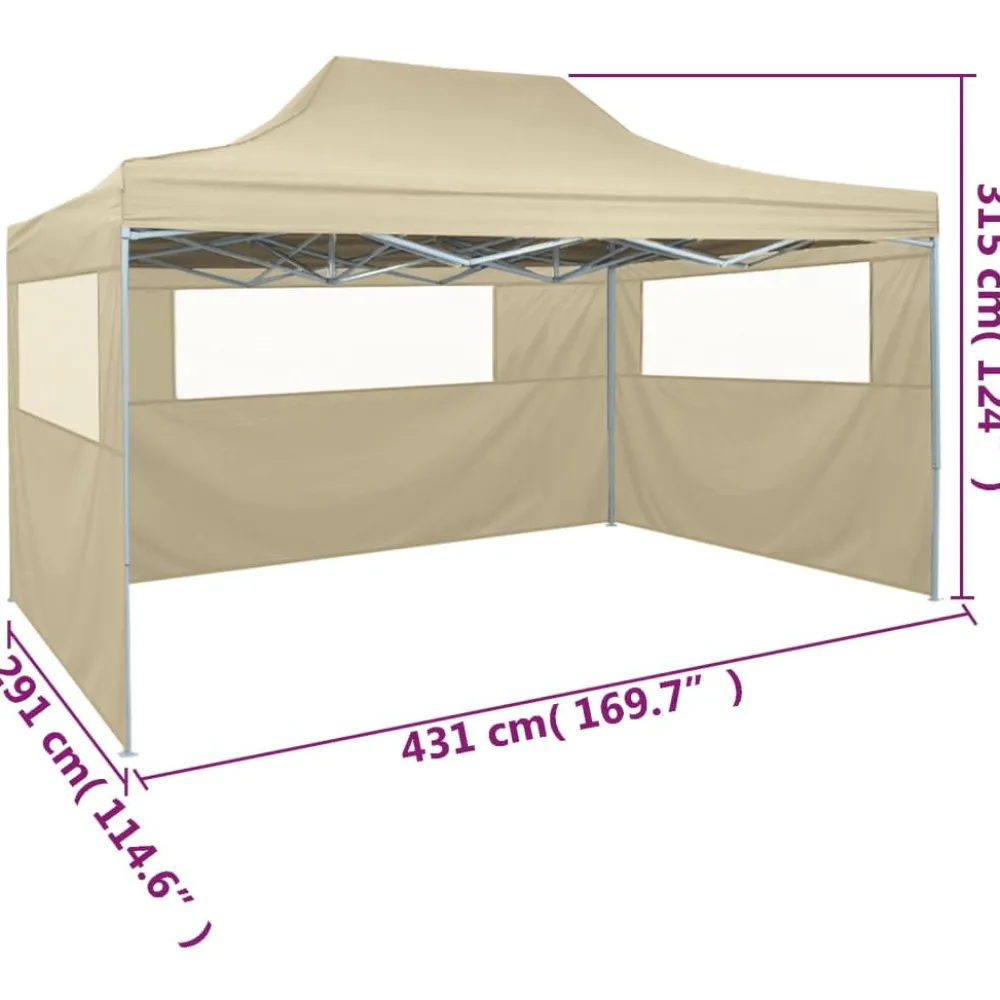 Hot FinePRICE kokoontaitettava teltta 3:lla seinällä 3x4,5 m kerma