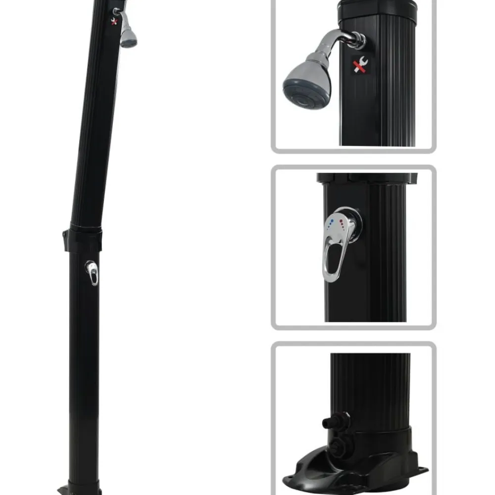 Hot FinePRICE Kokoontaittuva aurinkovoimasuihku 214 cm musta 23 l