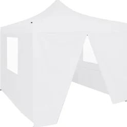 Best FinePRICE Kokoontaittuva juhlateltta 4 sivuseinää 3x3 m teräs valkoinen