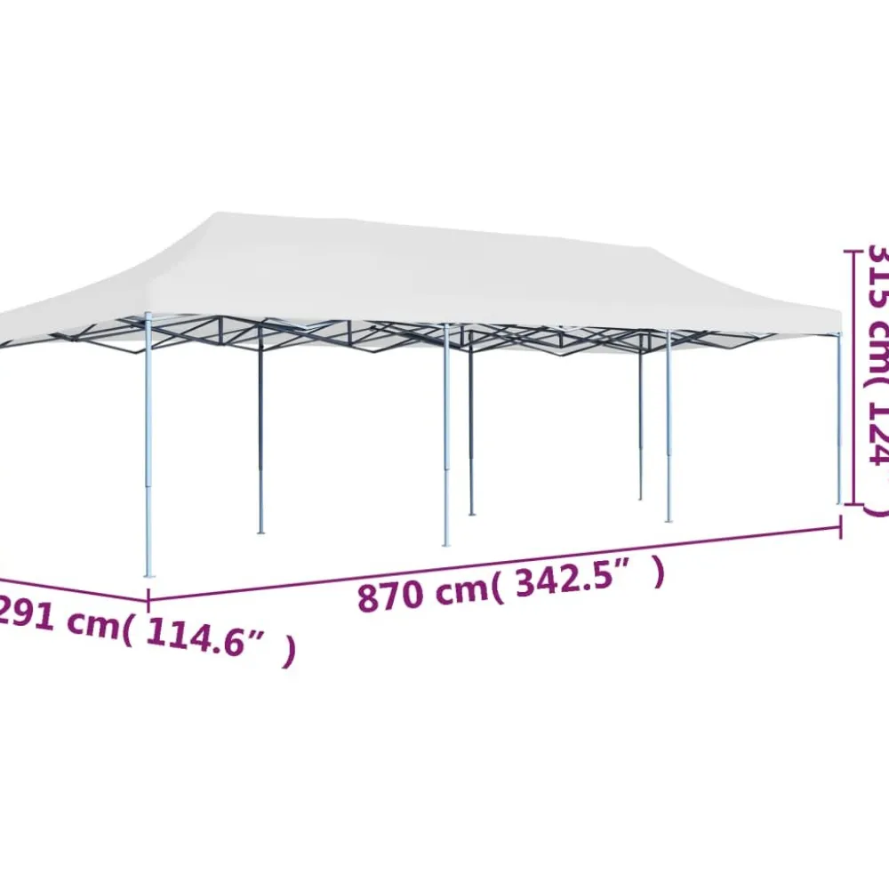Best FinePRICE Kokoontaittuva pop-up juhlateltta 3 x 9 m valkoinen