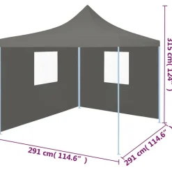 Sale FinePRICE Kokoontaittuva pop-up juhlateltta 2 seinällä 3x3m antrasiitti