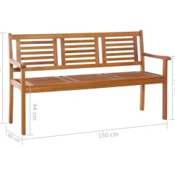 FinePRICE Kolmen istuttava puutarhapenkki 150cm eukalyptuspuu