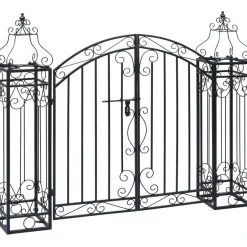 Outlet FinePRICE Koristeellinen puutarhaportti takorauta 122x20,5x100 cm