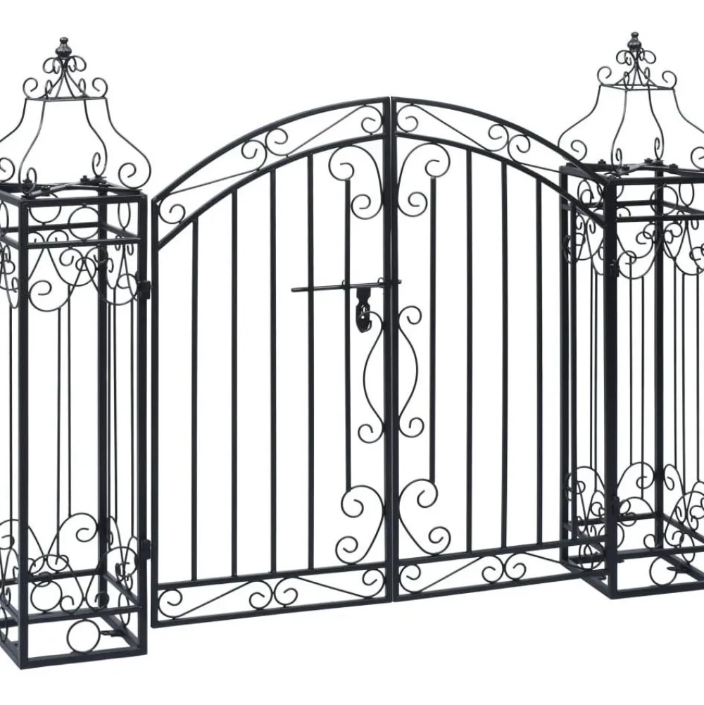 Outlet FinePRICE Koristeellinen puutarhaportti takorauta 122x20,5x100 cm