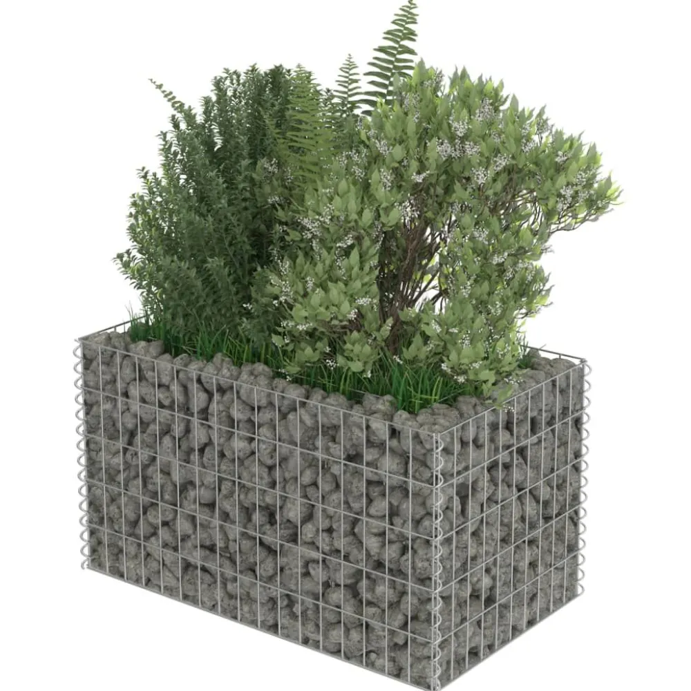 Hot FinePRICE Korotettu kivikori/kukkalaatikko 3, galvanoitu teräs, eri kokoja
