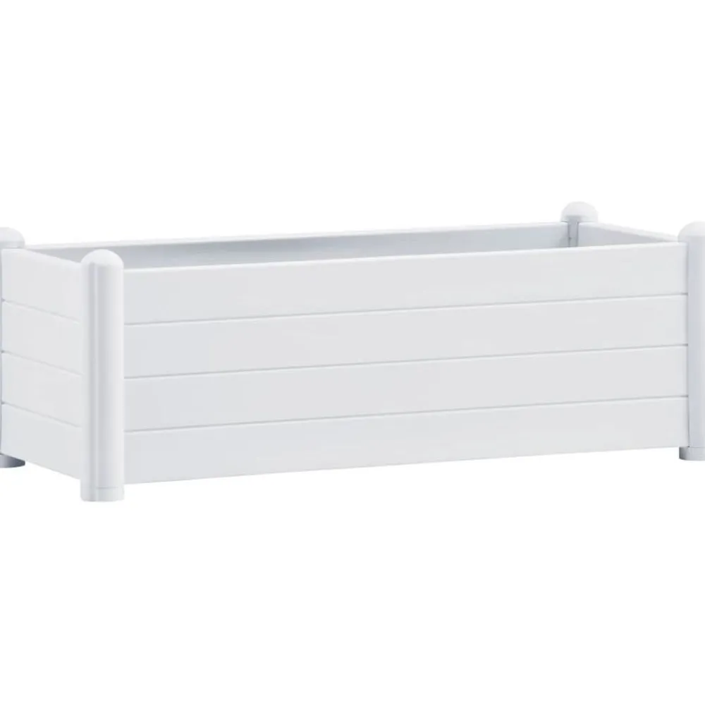 Best FinePRICE Korotettu kukkalaatikko pp valkoinen 100x43x35 cm